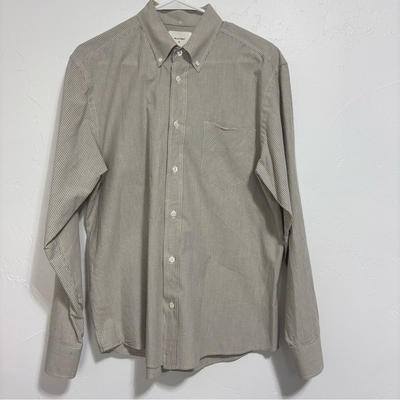 Billy Reid Medium Men's Button Front Long Sleeve Dress Shirt Neutral Standard - Picture 1 of 8